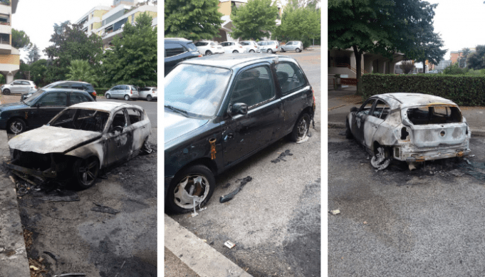 tre auto incendiate