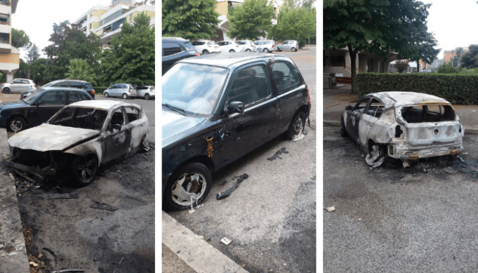 tre auto incendiate tre auto incendiate