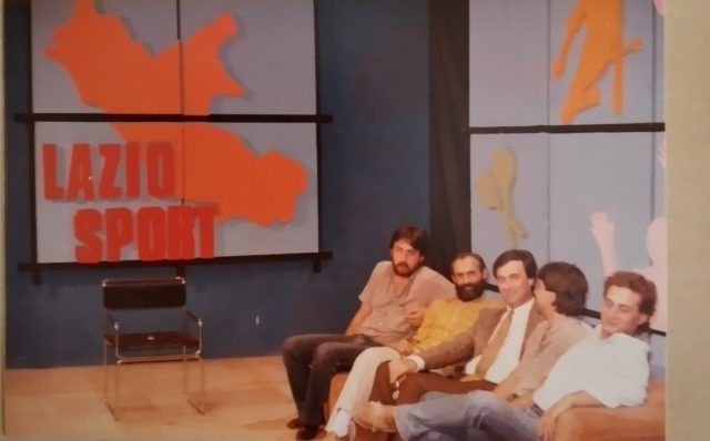 Umberto Paluzzi e lo staff Tv di Lazio Sport