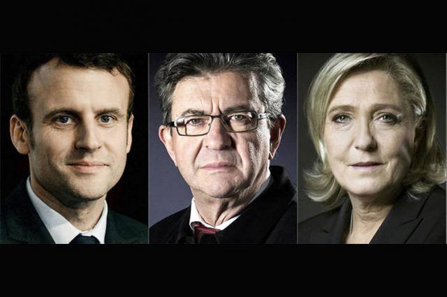 Macron-Le-Pen-y-Melenchon elezioni francia