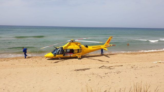 Eliambulanza in spiaggia