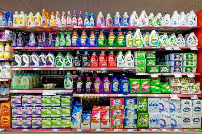 Amsterdam,,October,2017.,Supermarket,Display,With,Different,Brands,Of,Washing