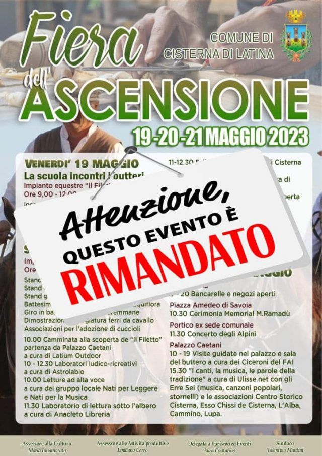 Cisterna-Fiera Asc. rimandata