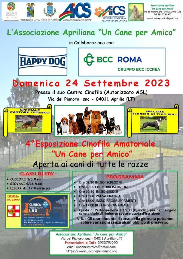 Locandina 24 Settembre 2023 Pastore Tedesco Terrier tipo Bulit_2 BCC